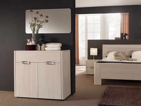 Vinovo commode,deuren,lade,beits eiken hout E 22, spiegel,slaapkamer, van Houdt